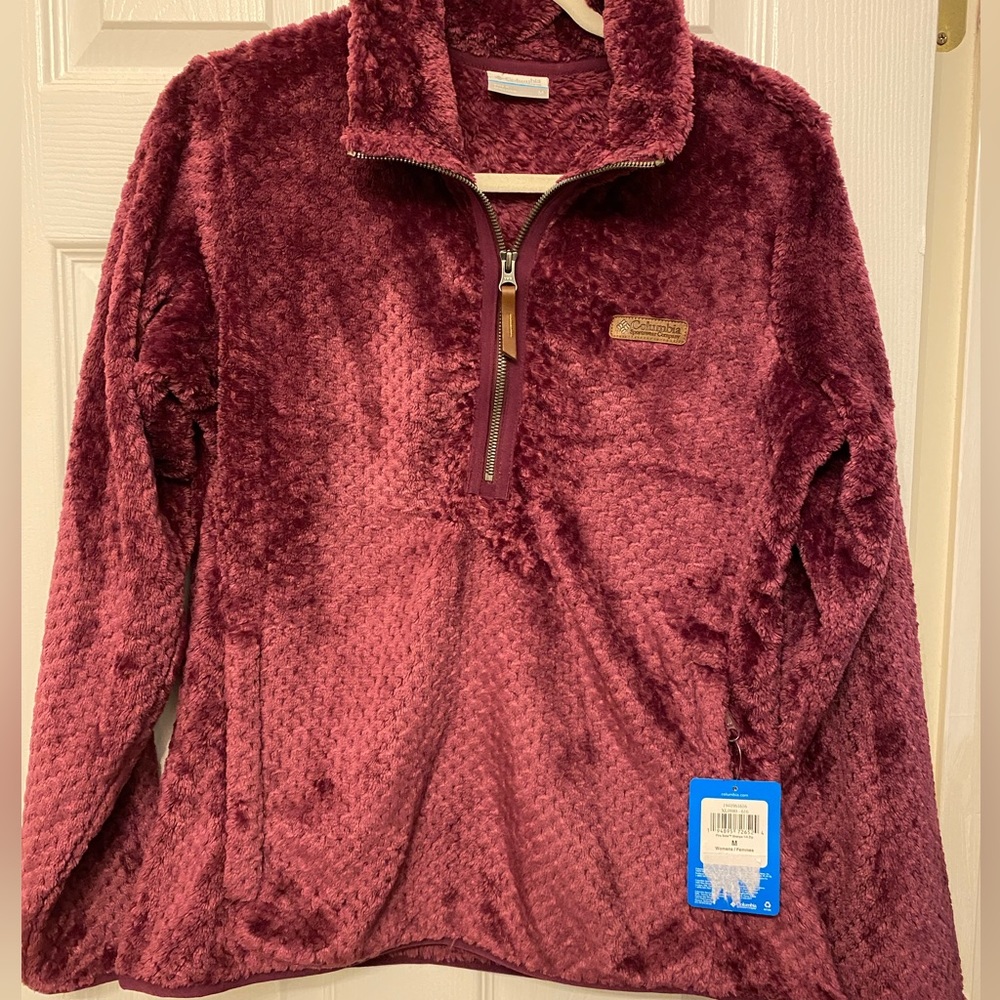 Columbia Women's Fuzzy Half Zip Jacket - Fuchsia, Medium